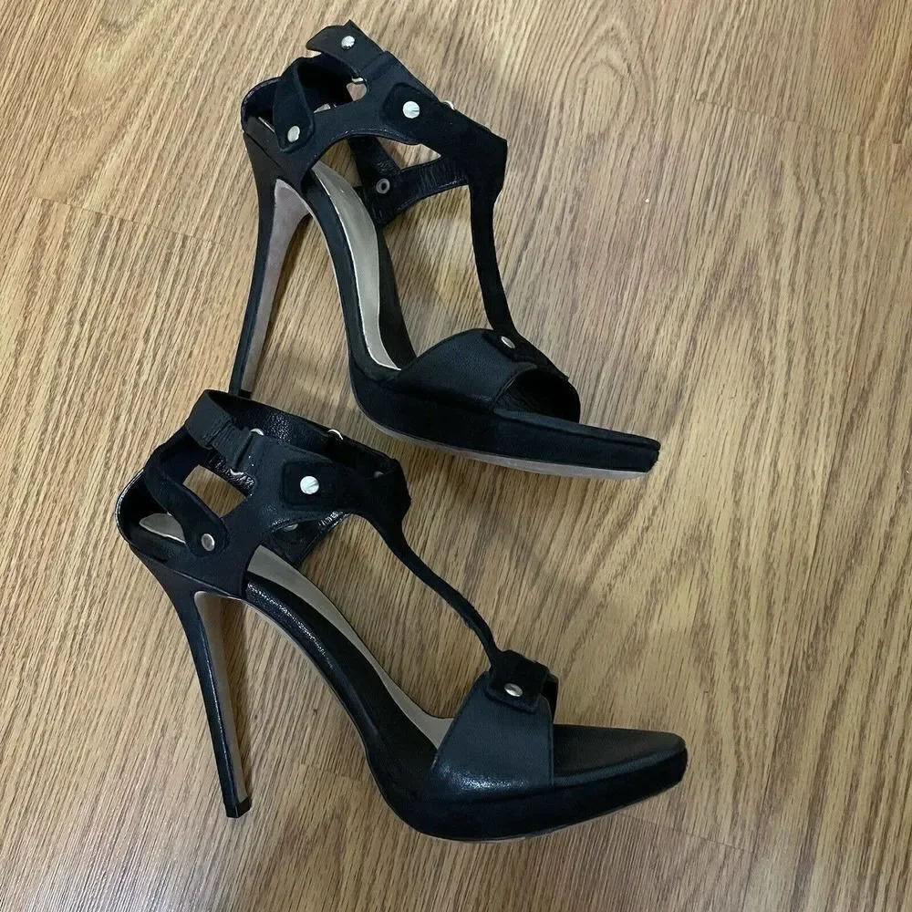 Herve Leger Hera black high heel Strappy sandals Stiletto shoes size EU 38 US 7